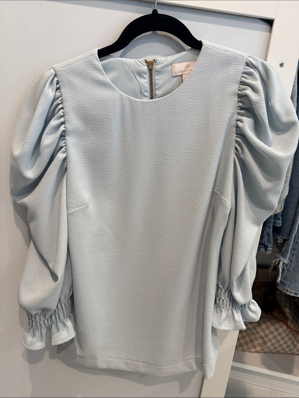 Rachel Parcell Pale Blue Puff Sleeve Blouse